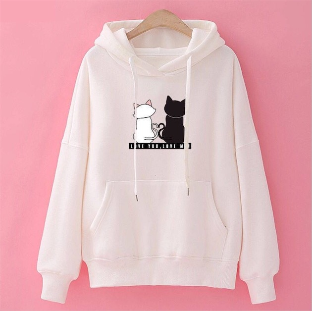 white cat hoodie