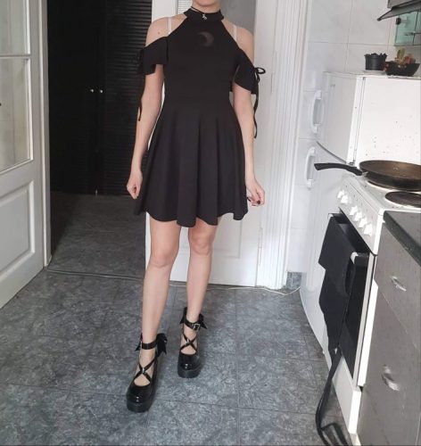 Black Sexy Dress Shoulder See Through photo review