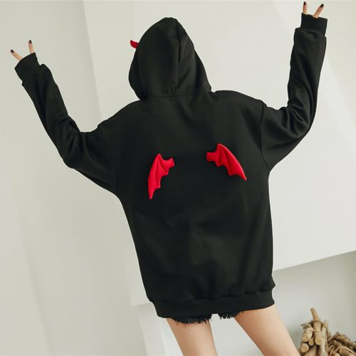 Cute Devil Print Hoodie PokeKawa