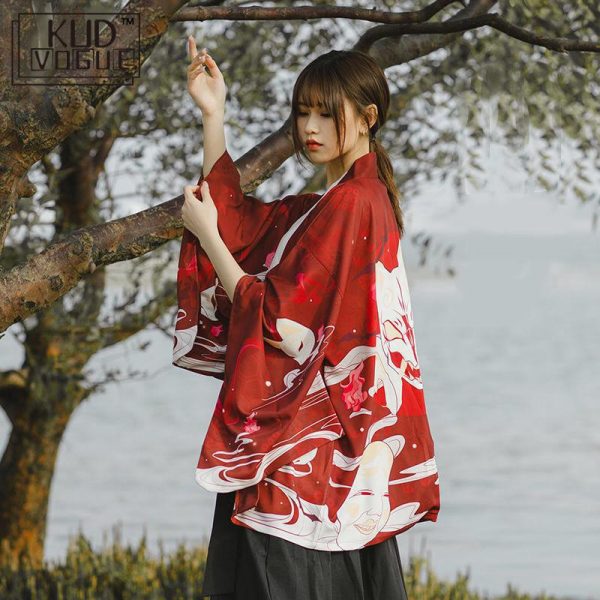 Japanese Kitsune Printing Kimono - PokeKawa