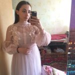 Stand-Neck Long-Sleeved Lace Dress photo review