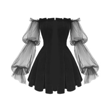 Gothic Sexy Off Shoulder Puff Sleeve Mini Dress
