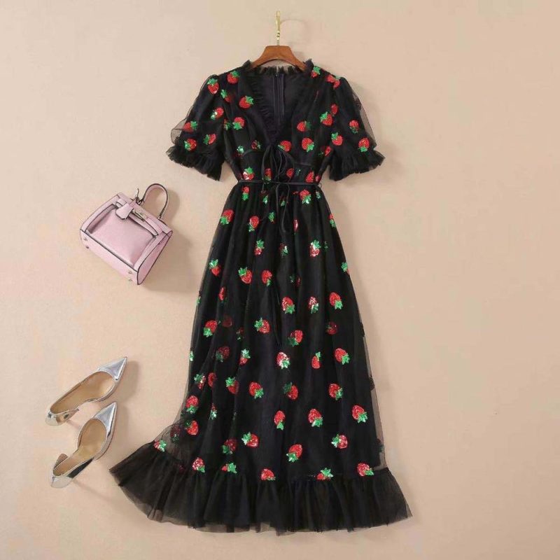 Strawberry stamping Dress