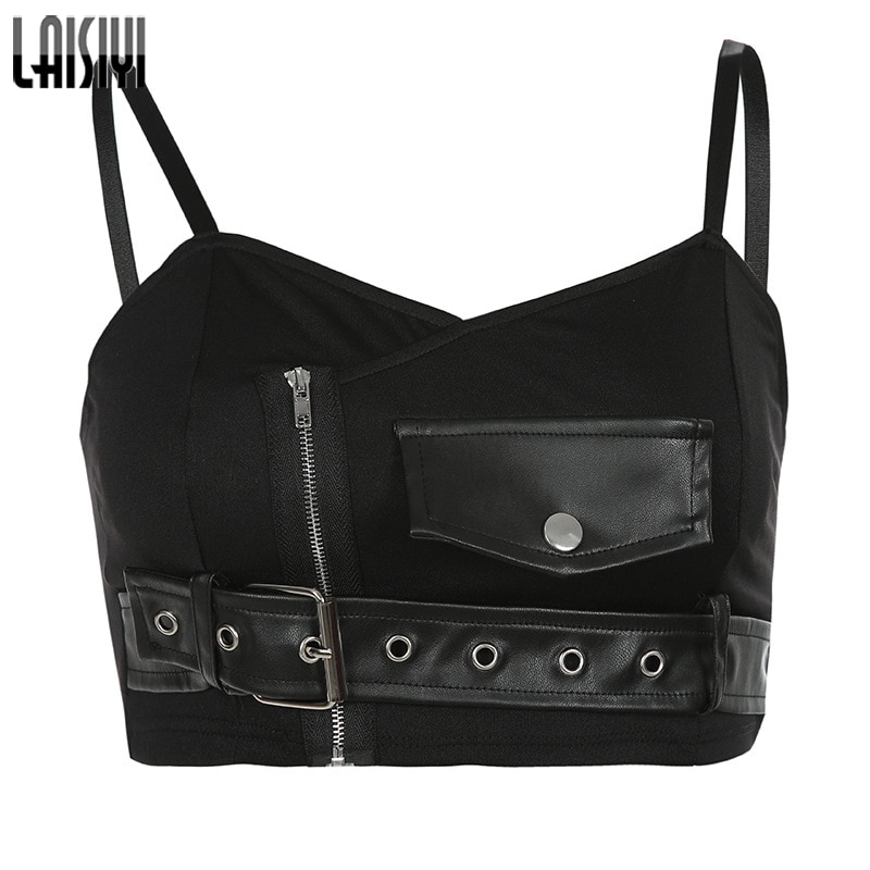 Faux Leather Slim Fitted Bustier Crop Tops