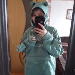 GIVE MY PRINCESS A KISS Letter Embroidery Frog Zipper Pocket Oversized Hoodie photo review
