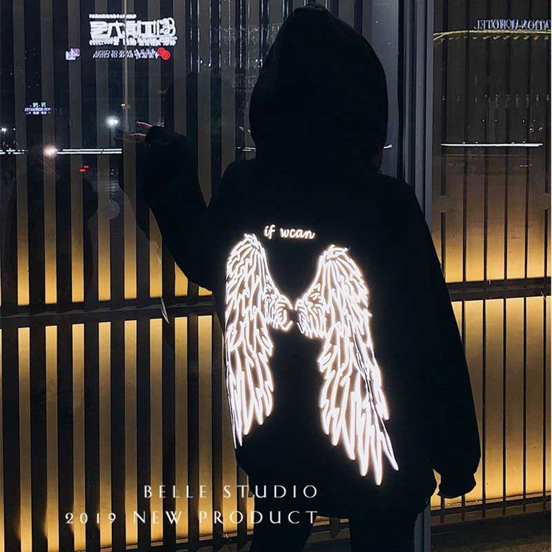 Angel On Your Back letter Printed Street Style Thick Hoodies
