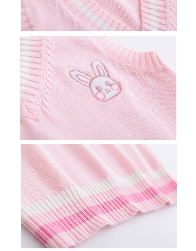 Pink Small rabbit Embroidery pattern Sweater