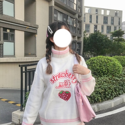 Cute Strawberry Milk Embroidered Sweater