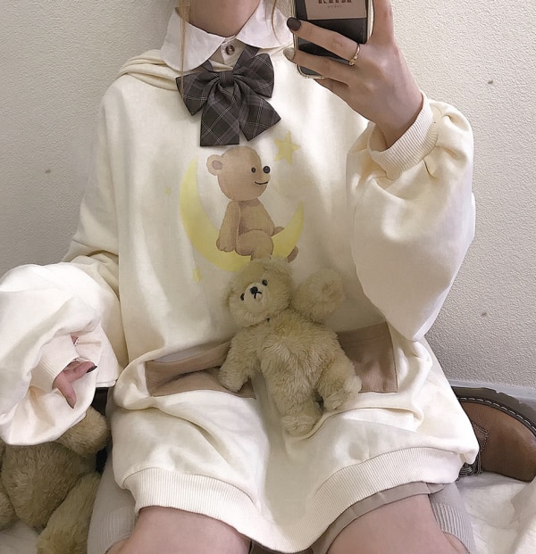 Lolita Moon Bear Sweatshirt Thick Hoodie