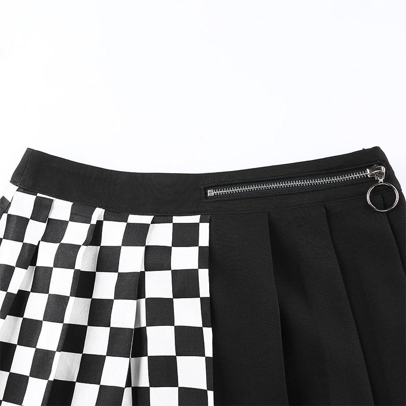 Black And White Checkered Skirt