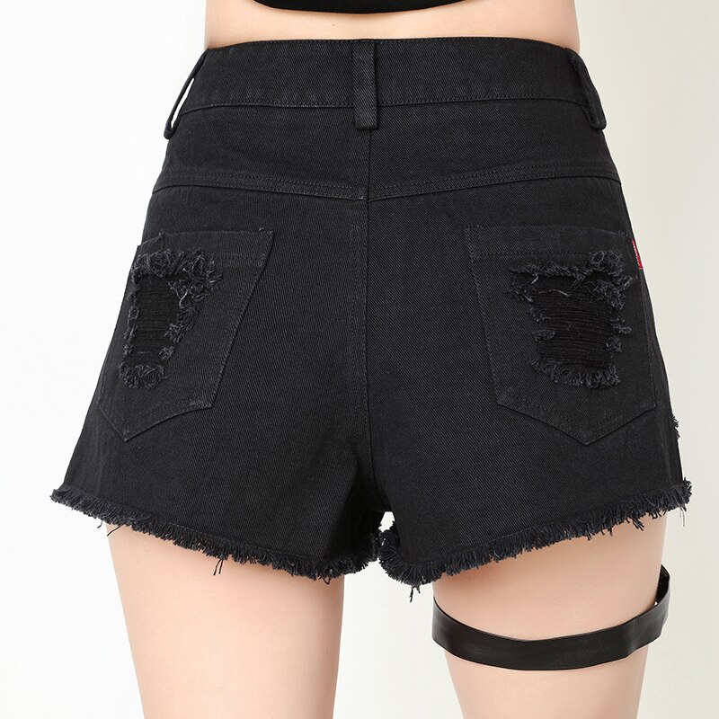 Sexy Ripped Denim Shorts with Pants Clip