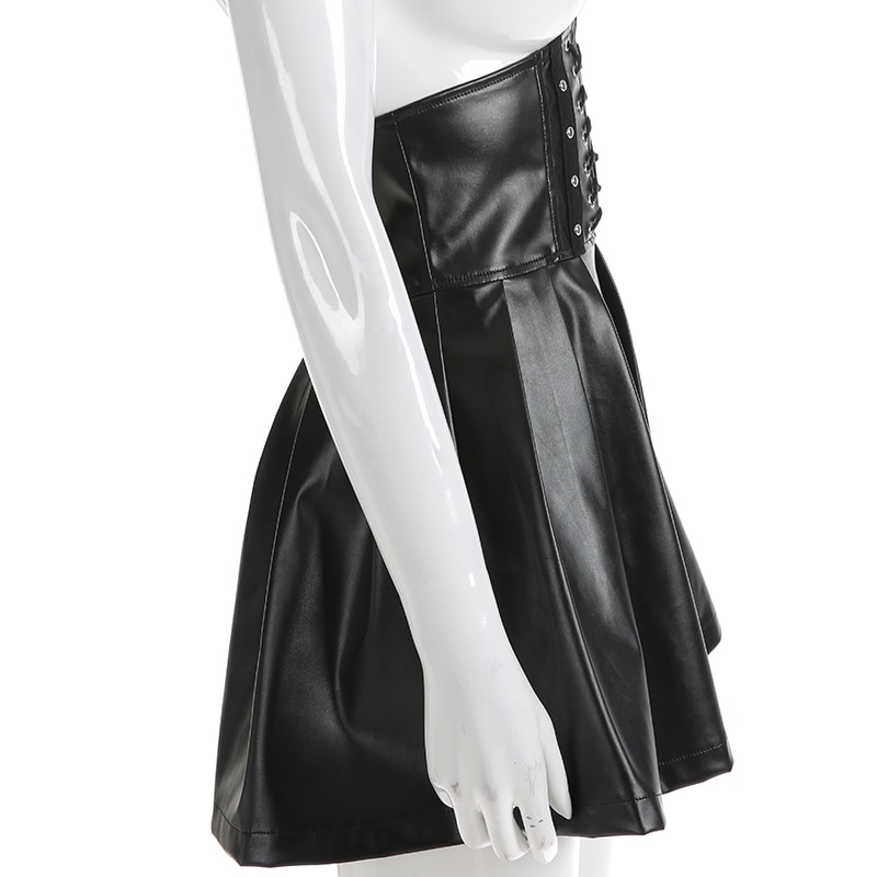 Adjustable Lace Up High Waist Skirt