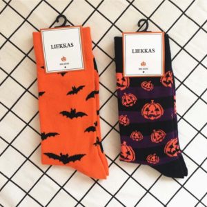 Bats Pumpkin Cotton Socks