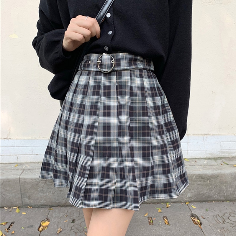 Plaid Pleated Mini Skirt