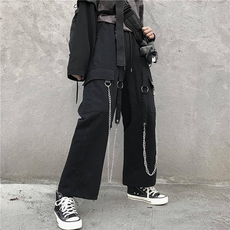 Harajuku style hip hop wide leg pants