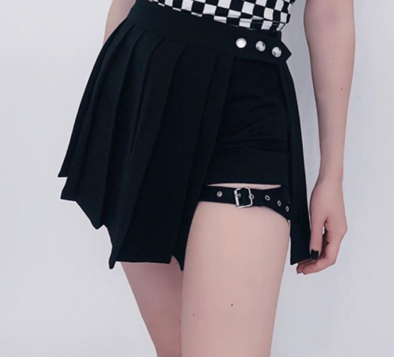 Goth Dark Sexy Pleated Mini Skirt - PokeKawa