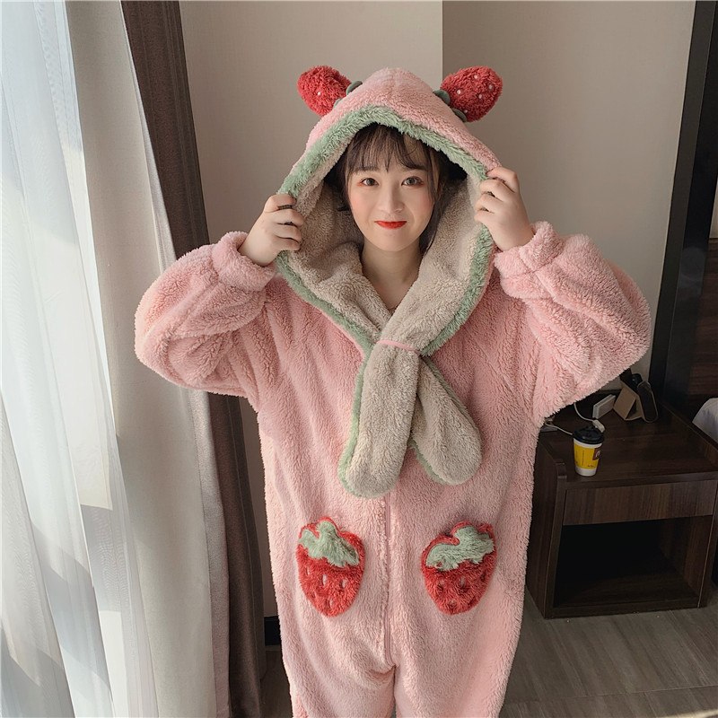 Strawberry Ears Hooded Pajamas