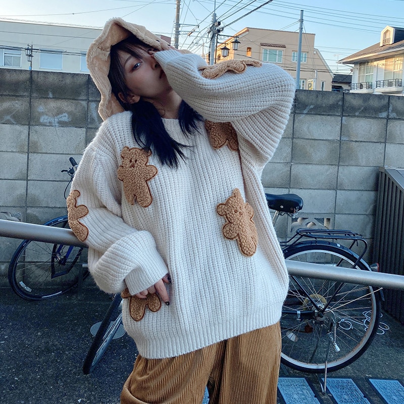 Bear Sweet Knitted Loose Sweater
